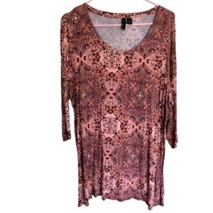 Peach and Brown Print Top